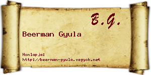 Beerman Gyula névjegykártya